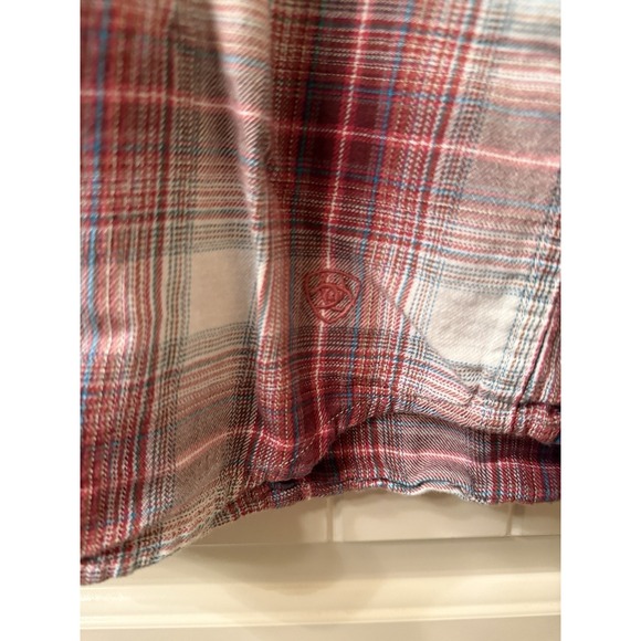 Ariat Real Shirt Womens Large Red Plaid Long Sleeve Pearl Snap Western Top L - Picture 6 of 6